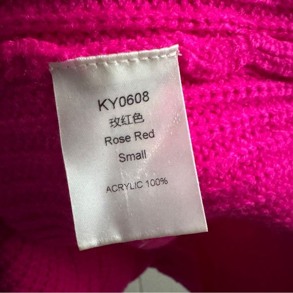 Hot Pink Cut Out Sweater Size Small - Picture 2 of 3